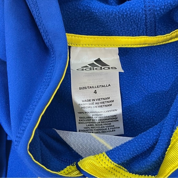 Adidas Toddler Hoodie: Blue & Yellow, Size 4T - Picture 2 of 4